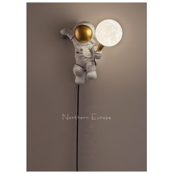 Nordic LED personality astronaut moon children's room wall lamp kitchen dining room bedroom study balcony aisle lamp decoration